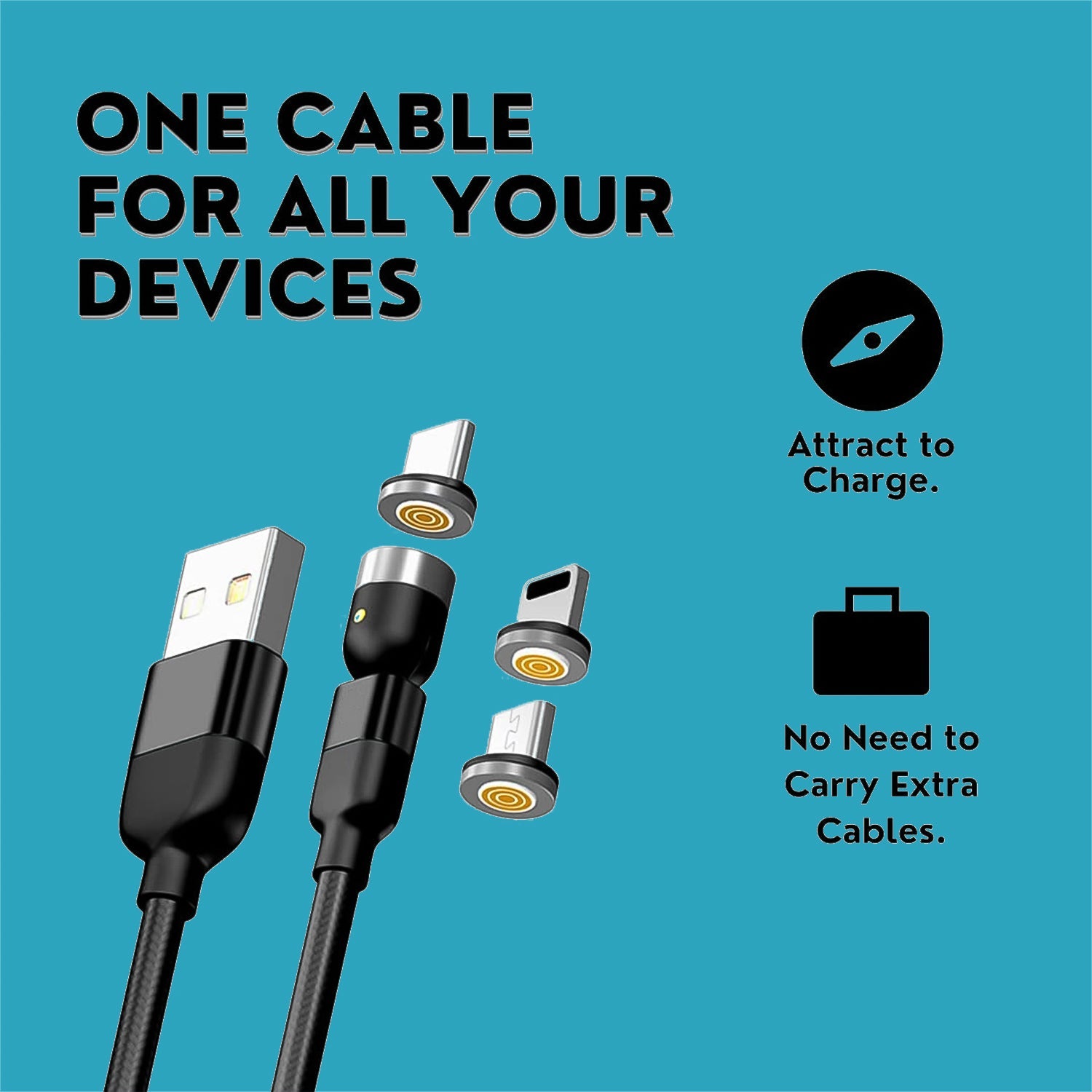 3 in 1 Magnetic USB Charging Cable | USB-c Android and Lightning with Extra Protecting Nylon| Strong Magnetic Cable with Full Rotation Support Fast Charging 3 in 1 Magnetic USB Charging Cable | USB-c Android and Lightning with Extra Protecting Nylon| Strong Magnetic Cable with Full Rotation Support Fast Charging